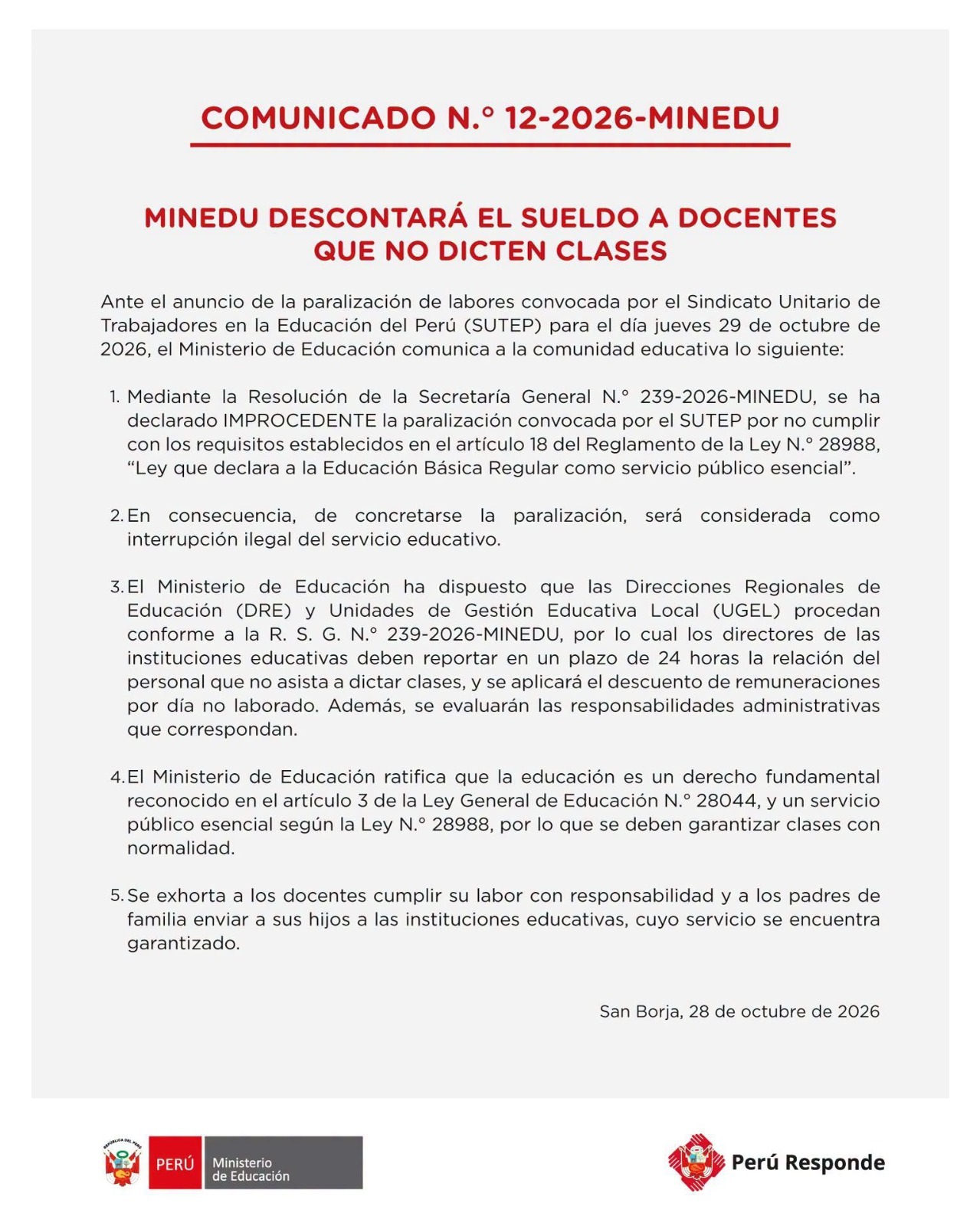 Comunicado oficial 1
